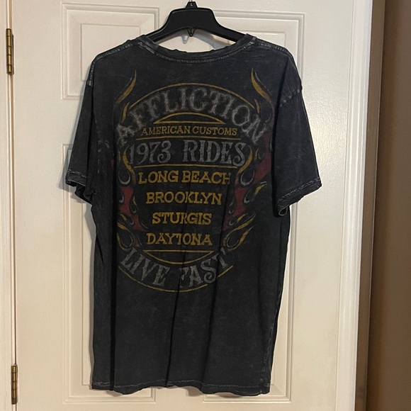 Affliction Charcoal Graphic Tee with Eagle Design - Picture 2 of 2